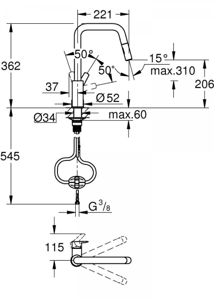 Grohe Start 306312430 Eviye Bataryası