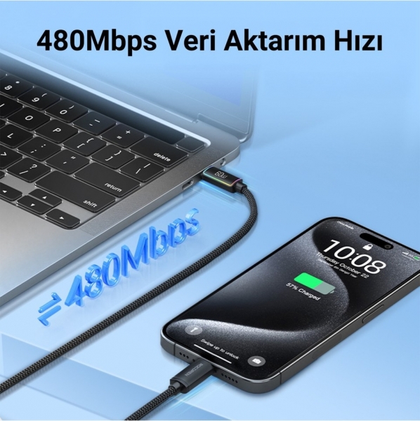 Rocoren Type-C to Type-C 60W Şarj Kablosu (2 m)