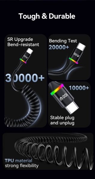 Rocoren USB-A to USB-C 100W Şarj Kablosu