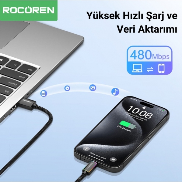 Rocoren Type-C to USB-A Şarj Kablosu (2 m)