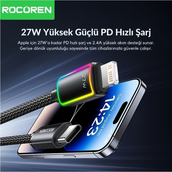 Rocoren Type-C to Lightning 27W Şarj Kablosu
