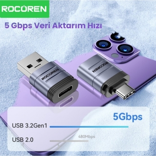 Rocoren USB 3.2 Gen 1 to Type-C OTG Dönüştürücü