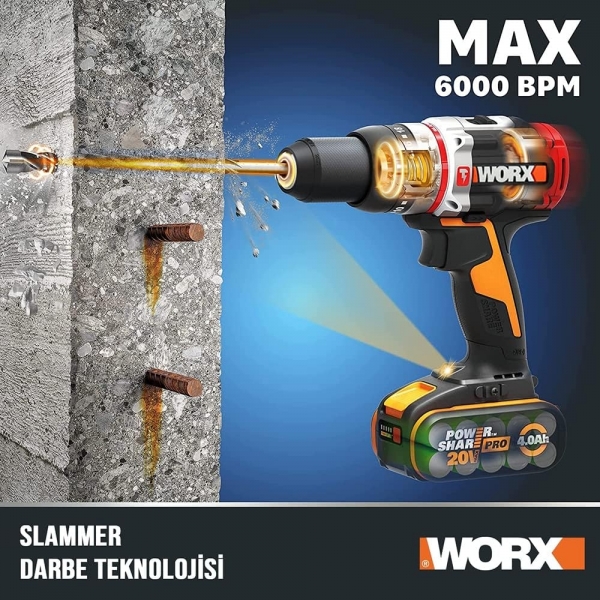 Worx WX354.4 Akülü Matkap (2 Akülü / 4 Ah)