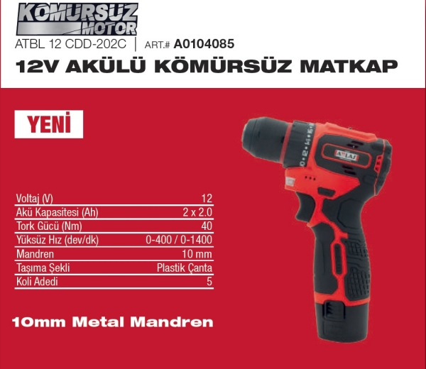 Attlas ATBL 12 CDD-202C Akülü Matkap
