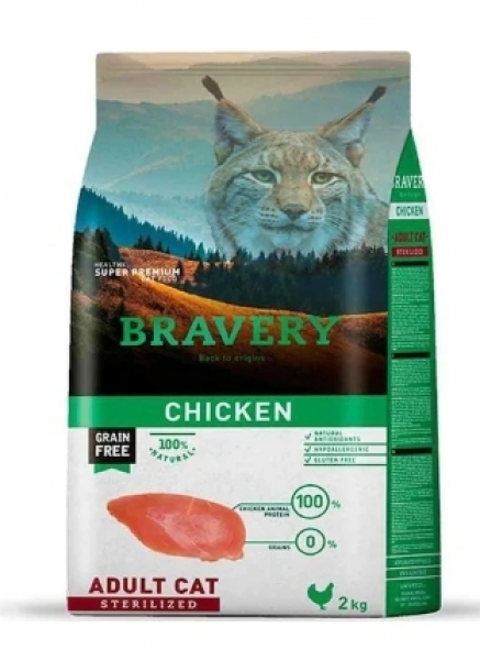 Bravery Tahılsız Tavuklu Kısırlaştırılmış Yetişkin 2 kg Kedi Maması