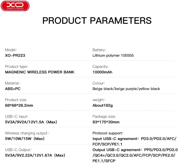 XO PR223 10000 mAh Powerbank