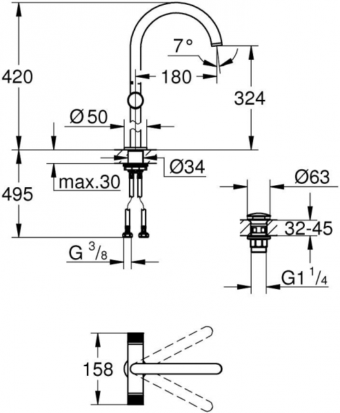 Grohe Atrio Private 21142GL0 Lavabo Bataryası