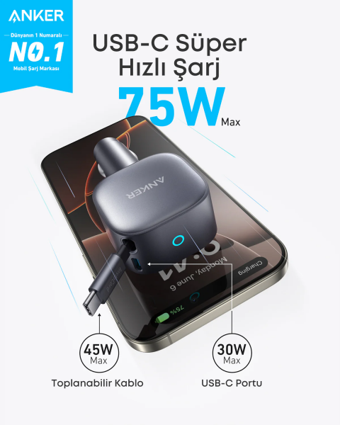 Anker Nano 75W Şarj Aleti