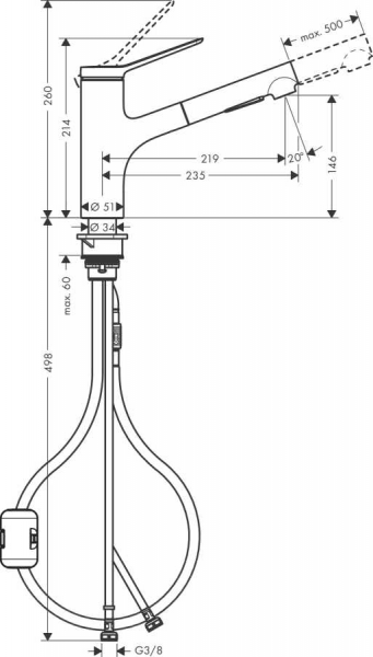Hansgrohe Zesis M33 74800000 Eviye Bataryası