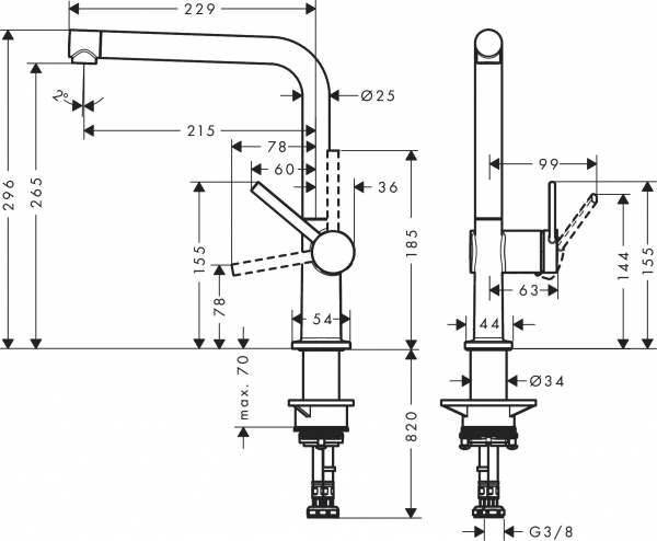 Hansgrohe Talis M54 72840670 Eviye Bataryası