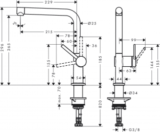 Hansgrohe Talis M54 72840670 Eviye Bataryası