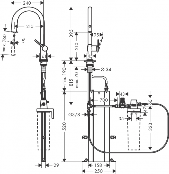 Hansgrohe Aqittura M91 76826000 Eviye Bataryası