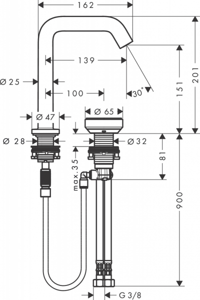 Hansgrohe Tecturis S 73353140 Lavabo Bataryası