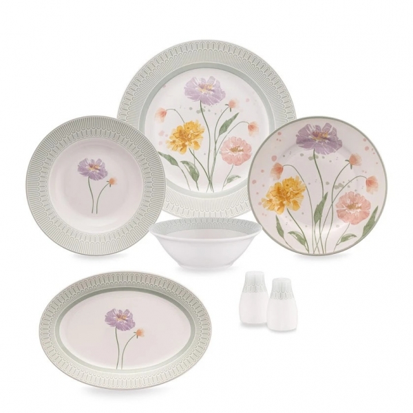 Emsan New Bone Poppy 28 Parça Yemek Takımı