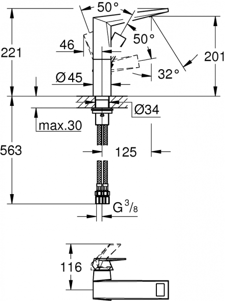 Grohe Allure Brilliant 24345000 Lavabo Bataryası