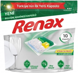 Renax Hepsi Bir Arada Tablet Bulaşık Makinesi Deterjanı 10 Adet