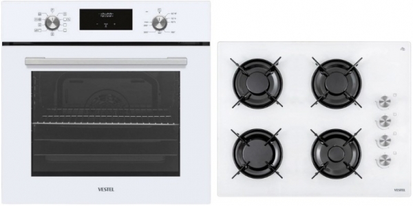 Vestel 2'li Eğik Beyaz Hamur Şefi Ankastre Set AO-65104 B + AF-7684 YB +