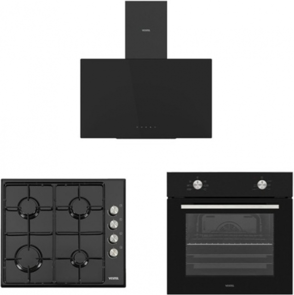 Vestel Siyah Ankastre Set AO-6004 YS + AF-4661 YS + AD-63340 S