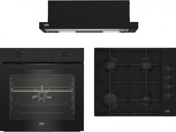 Beko Metal Siyah Ankastre Set BOMD D 6110 ES + BFM 310 S + P 38 TS