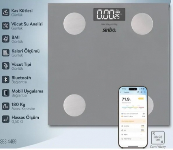 Sinbo SBS-4469 Dijital Banyo Tartısı