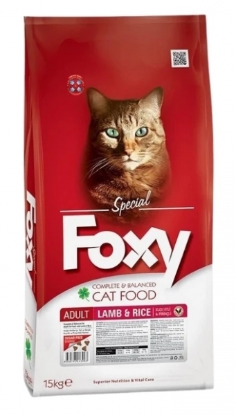 Foxy Kuzulu ve Pirinçli Yetişkin 15 kg Kedi Maması