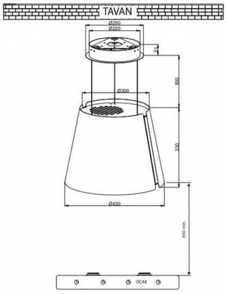 Luxell LX-Ada 2061 Kırmızı Davlumbaz