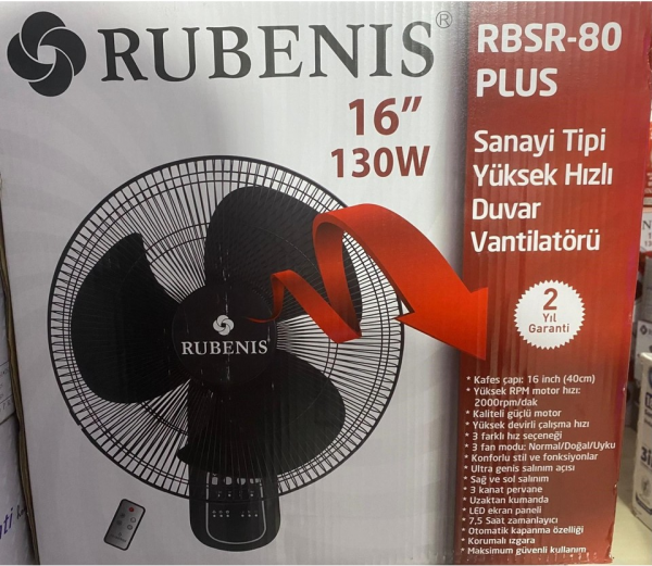 Rubenis RBSR-80 Plus Duvar Tipi Vantilatör