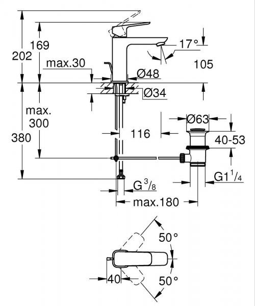 Grohe Cubeo 1017490000 Lavabo Bataryası