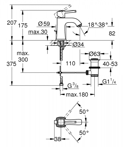 Grohe Grandera 24369IG0 Lavabo Bataryası
