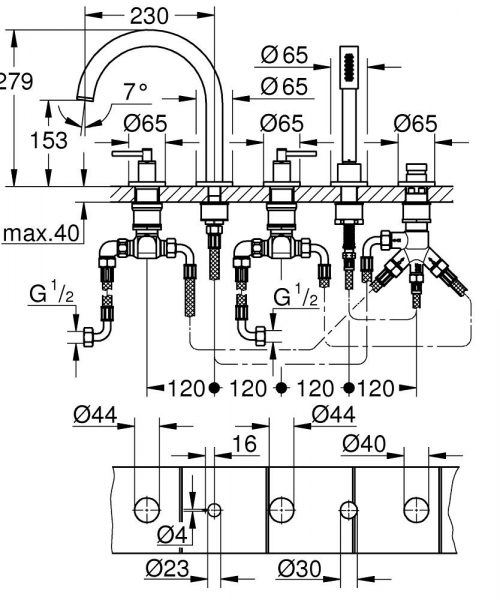 Grohe Atrio 29407000 Küvet Bataryası