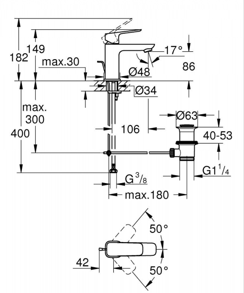 Grohe Cubeo 1016940000 Lavabo Bataryası