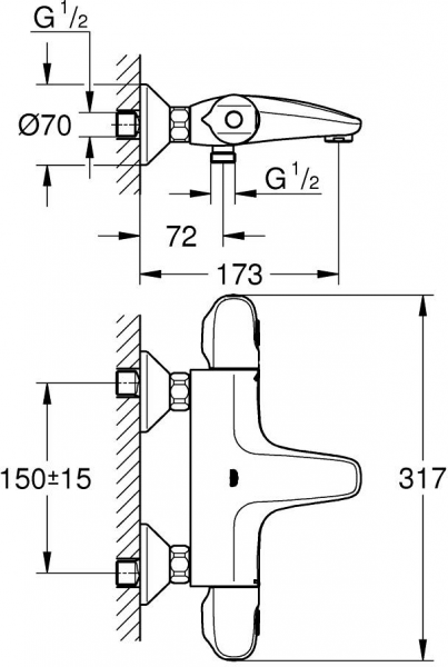 Grohe Grohtherm 1000 34816003 Banyo Bataryası