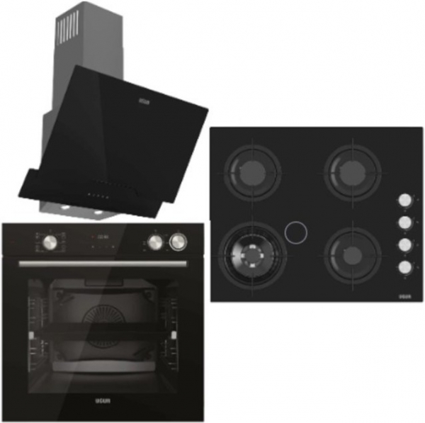 Uğur Steam Chef Siyah Ankastre Set UAO 6041W3 SCY RSR1 + UAF 6011DB SCPST + UAD 6012G SA3D