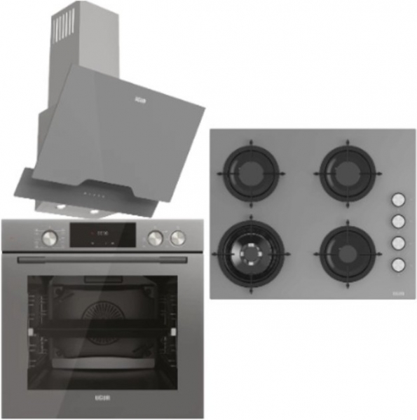 Uğur Steam Chef Gri Ankastre Set UAO 6041W3 GCY RSR1 + UAF 6011DB GCPST + UAD 6012G GA3D