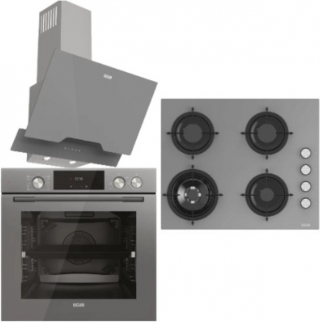 Uğur Steam Chef Gri Ankastre Set UAO 6041W3 GCY RSR1 + UAF 6011DB GCPST + UAD 6012G GA3D