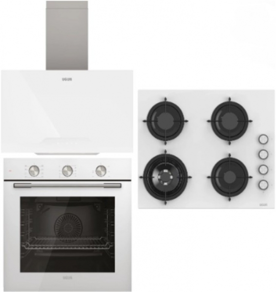 Uğur Beyaz Ankastre Set UAO 6041W3 BCY RSR1 + UAF 609M BCPET + UAD 6012G BA3D