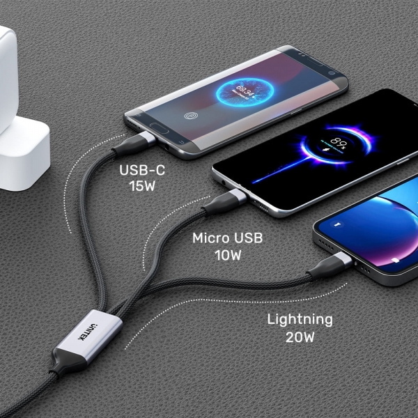 Unitek 3 in 1 USB-C Multi Şarj Kablosu