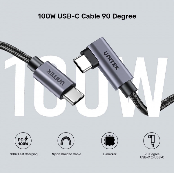 Unitek USB-C PD100W Şarj Kablosu (2 m)