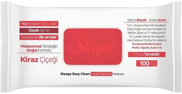 Sleepy Easy Clean Kiraz Çiçeği Yüzey Temizlik Havlusu