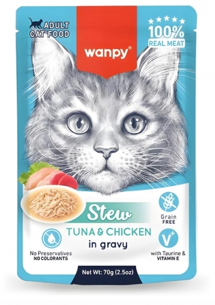 Wanpy Ton Balıklı ve Tavuklu 70 gr Kedi Maması