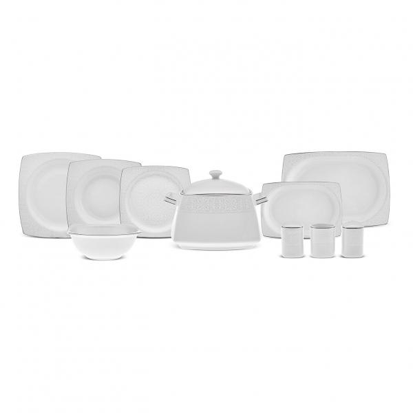 Karaca Square Bone Mandy Cream 60 Parça Yemek Takımı