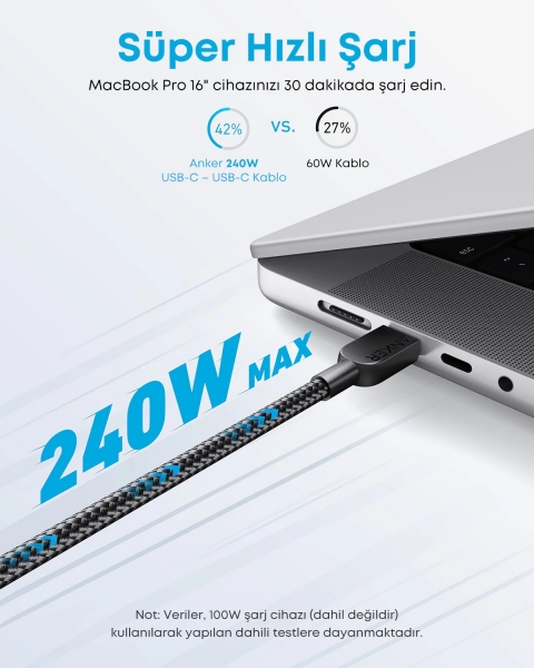 Anker 310 240W Şarj Kablosu (1 m)