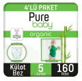 Pure Baby Organik Bambulu Külot 5 Beden 160 Adet Bebek Bezi