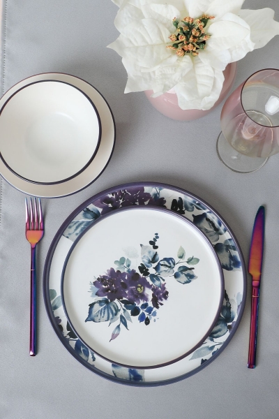 Keramika Purple Flower 24 Parça Yemek Takımı
