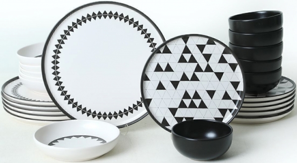Keramika Black Pattern Nordic 24 Parça Yemek Takımı