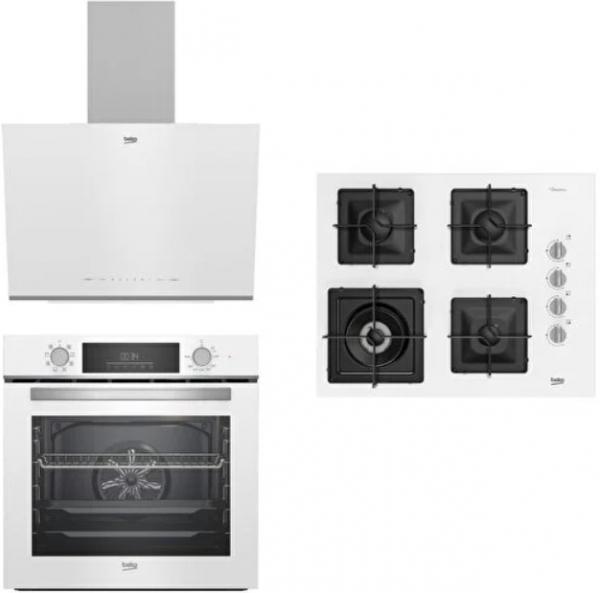Beko Beyaz Cam Ankastre Set BOCD K 6510 EWB + BFC 430 B + BDE 6062 B