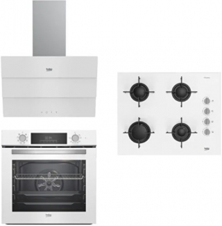 Beko Beyaz Cam Ankastre Set BOCD T 6510 EB + BFC 430 B + BDE 6053 B