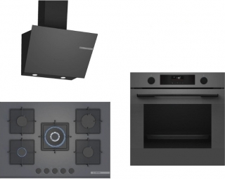 Bosch Gri Ankastre Set PNQ7B9P30O + HUA736EN0T + DWK66PJ70T