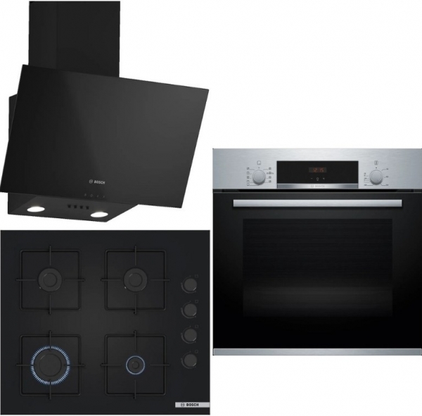 Bosch Siyah Set 329 Ankastre Set POP7C6P30O + HBF534ES3T + DWK66PJ60T