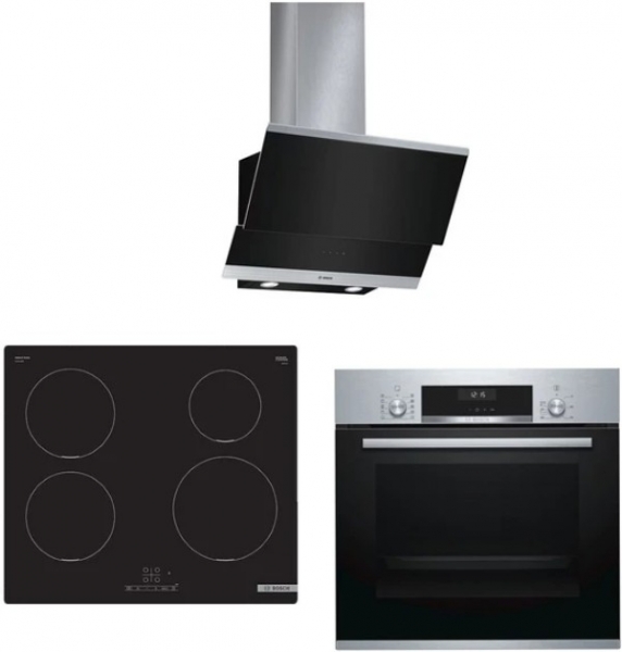 Bosch Gri Ankastre Set PUE611BB5E + HBJ558YS0T + DWK065G60T